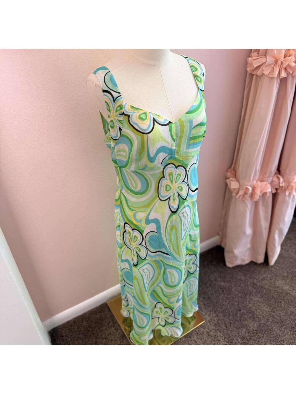 Nienhaus Woman retro psychedelic floral midi dress size 12